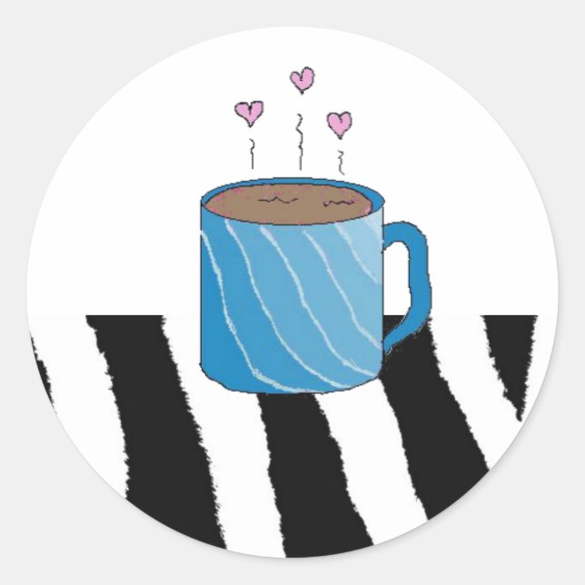 Sött kaffe runt klistermärke (Framsida)