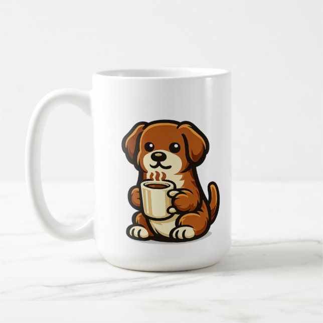 Sött kaffehund Kawaii-muggdesign Kaffemugg (Vänster)
