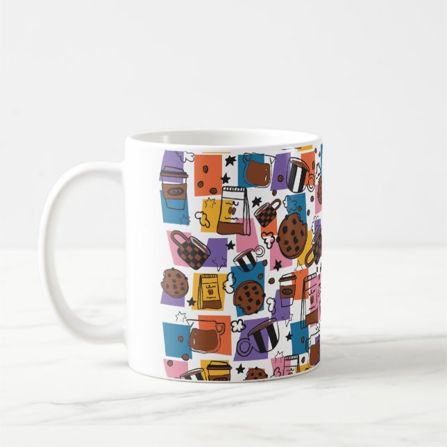 Sött kaffemönster – Färgglad kaffefanatiker  Kaffemugg (Vänster)