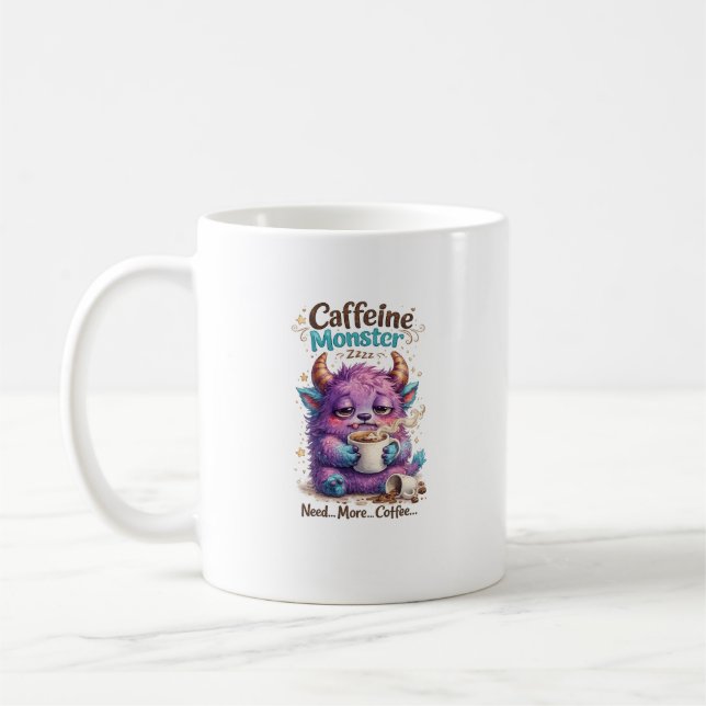 Sött kaffemonster Rolig design för kaffekännare Kaffemugg (Vänster)