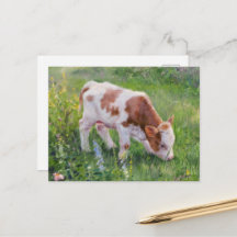 Sött kalv i blomsterfält, Claude Monet-stil