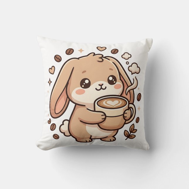 Sött Kanin Kaffe Kastkudde Kudde (Framsida)