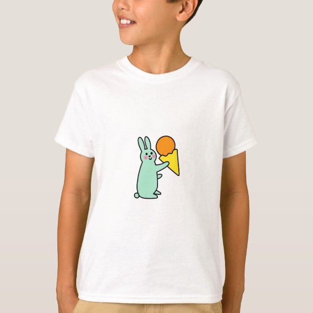 Sött kanin som håller glass t shirt (Framsida)