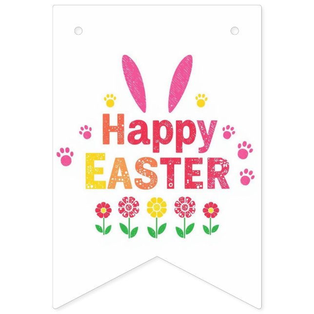 sött kanin som målar påskägg inslagspapper  vimplar (Första flaggan)