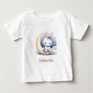 sött kanin som sitter på månen t shirt