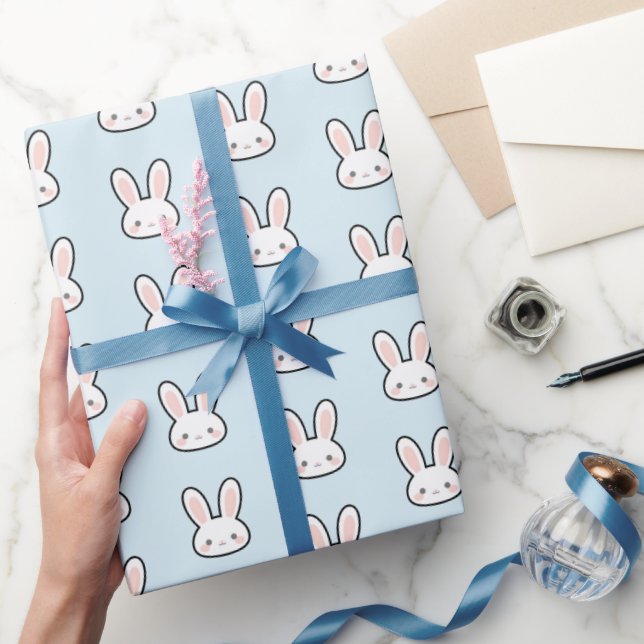 Sött kaninansikte Vitt kaninansikte Mönster Presentpapper (Gifting)