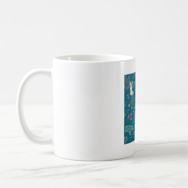 Sött kaninblommigt mönster kaffemugg (Vänster)