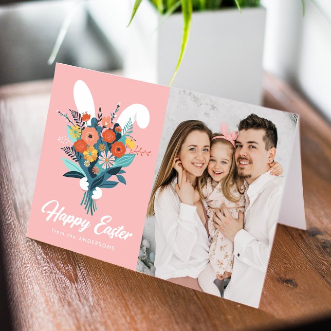 Sött kaninbukett Påskfoto Helgkort (Skapare uppladdad)