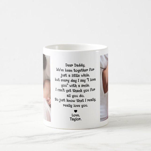 Sött Kära Pappa Dikt 2-Foto Kaffemugg (Center)