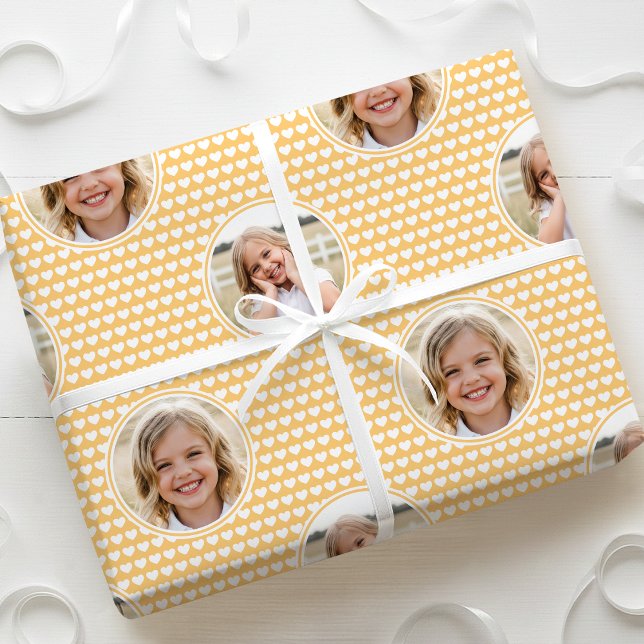 Sött kärlekshjärta 2 Foto Vacker gul mönster Presentpapper (Skapare uppladdad)