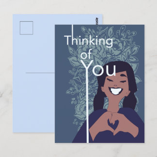 Sött kärlekshjärta blommönster Tänker på dig   Vykort