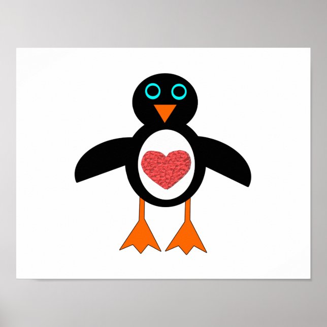 Sött Kärlekshjärta Pingvin Poster (Framsidan)