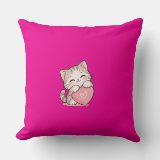 Sött Katt Bra Framtid Rosa Kudde