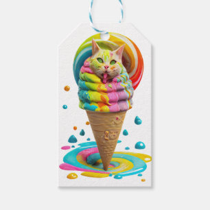 Sött Katt Glasskon Colorful Presentetikett