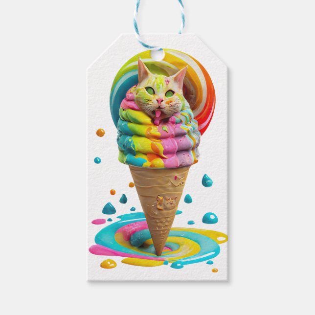 Sött Katt Glasskon Colorful Presentetikett (Framsidan)