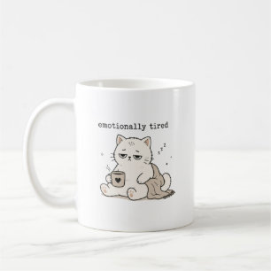 Sött Katt Humor Känslomässigt Trött Kaffemugg