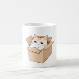Sött Katt-i-låda Kawaii-klistermärke Kaffemugg