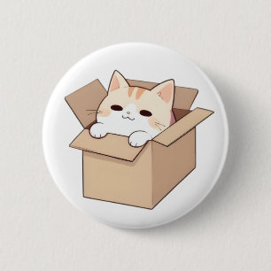 Sött Katt-i-låda Kawaii-klistermärke Knapp
