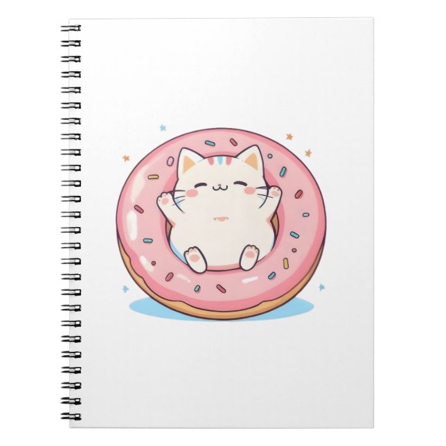 Sött Katt i Munk Kawaii Söt Design Anteckningsbok (Framsidan)