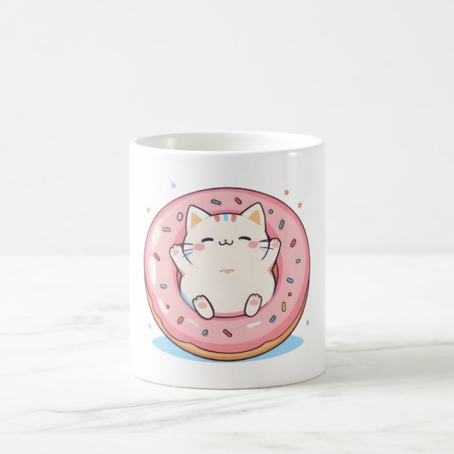 Sött Katt i Munk Kawaii Söt Design Kaffemugg (Center)