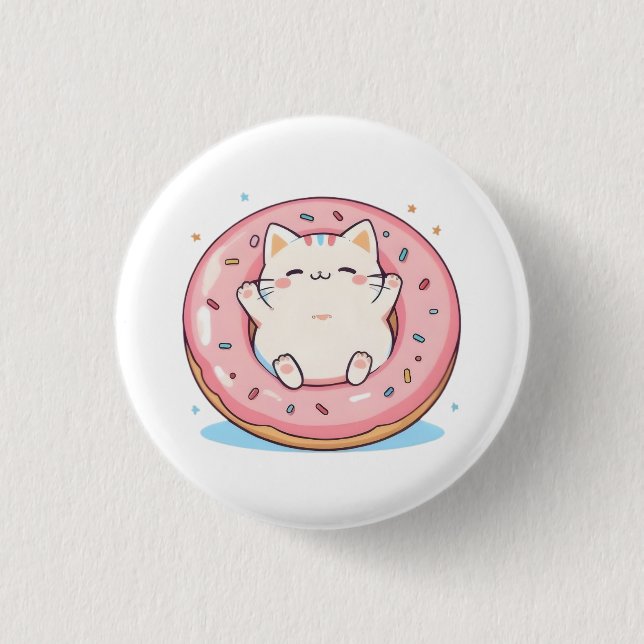 Sött Katt i Munk Kawaii Söt Design Knapp (Framsida)