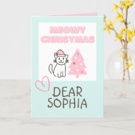 Sött Katt i Tomtehatt & Träd Meowy Jul Pastell Kort