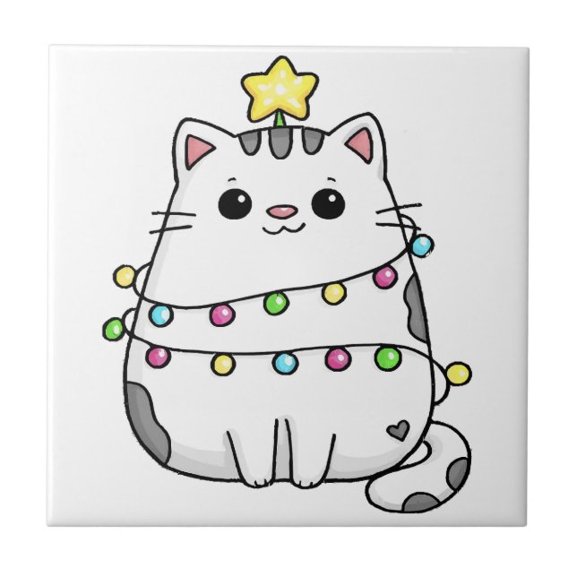 Sött katt juldesign  kakelplatta (Framsidan)