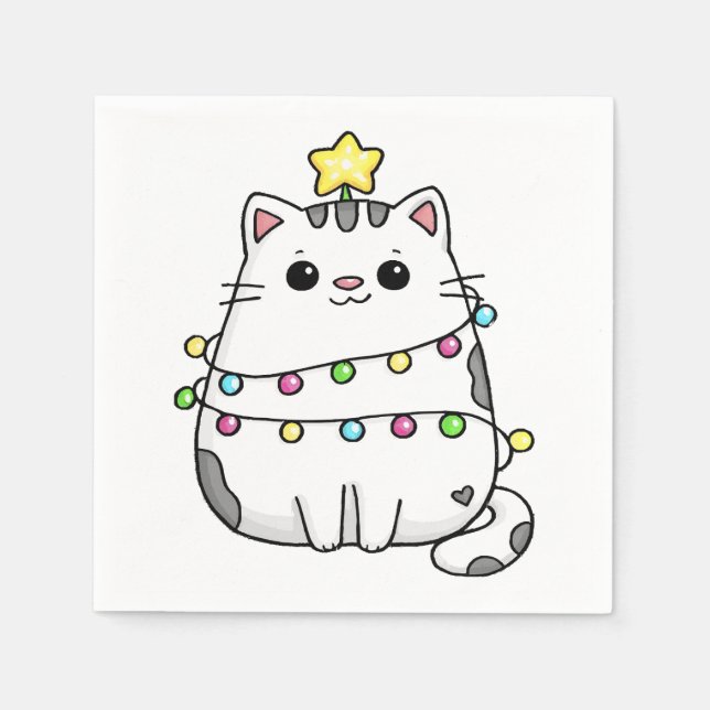 Sött katt juldesign  pappersservett (Framsidan)