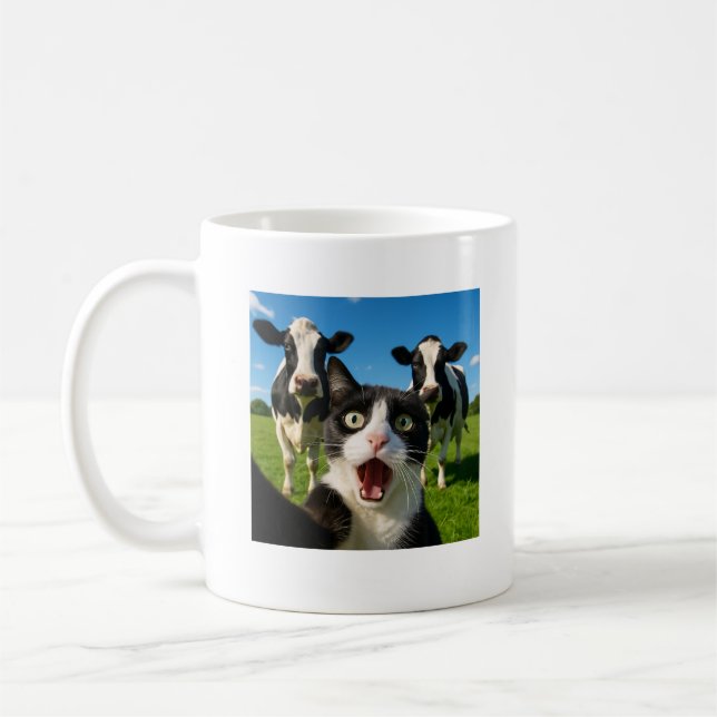 Sött Katt Koj Selfie Presentidé Kaffemugg (Vänster)