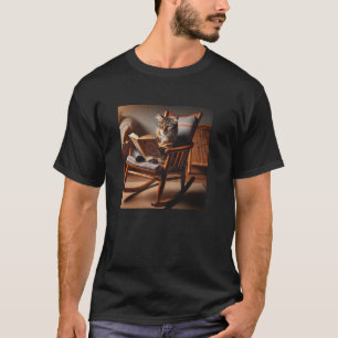Sött Katt Läste en Bok i en Gungstol T Shirt