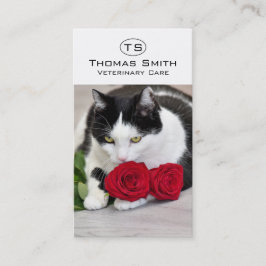 Sött katt med den röda rosen visitkort
