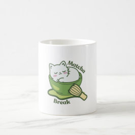 Sött katt med matcha-dryck kaffemugg