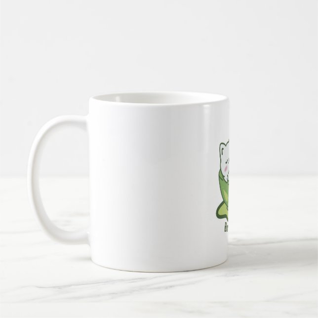 Sött katt med matcha-dryck kaffemugg (Vänster)