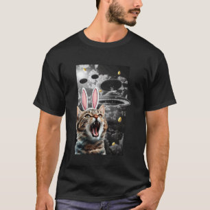 Sött Katt Meme Påsk Kanin Ufo Rolig Vetenskap T Shirt