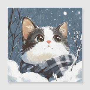 Sött katt mysig vinter snö