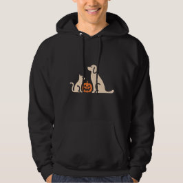 sött katt och hund möts på Halloween Hoodie