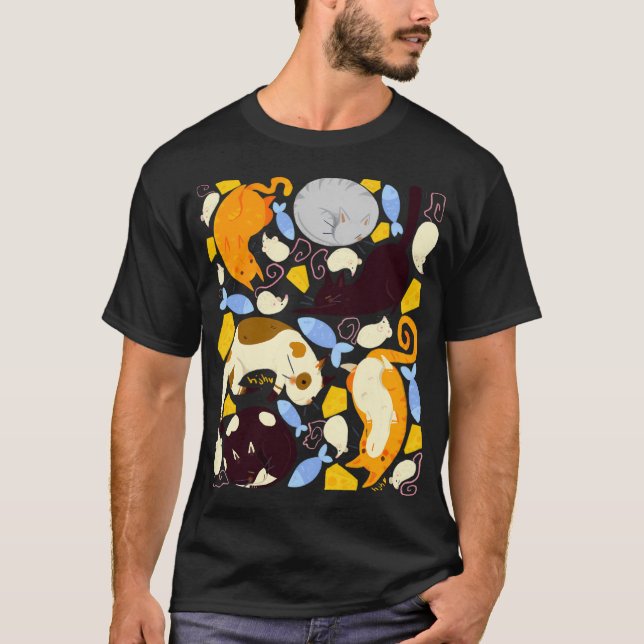 Sött katt- och musmönster t shirt (Framsida)