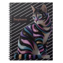 Sött katt- och personligt namn-design anteckningsbok