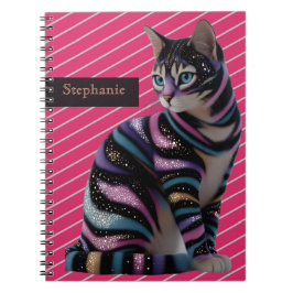 Sött katt- och personligt namn-design anteckningsbok