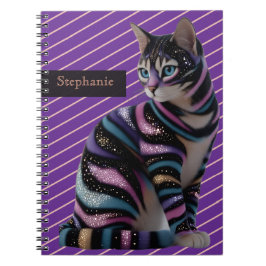 Sött katt- och personligt namn-design anteckningsbok