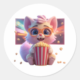 Sött Katt-puffs-sticker Runt Klistermärke