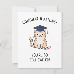 Sött Katt Puns Nyutexaminerad Examen Rolig Hälsnin