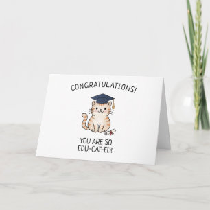 Sött Katt Puns Nyutexaminerad Examen Rolig Hälsnin Kort