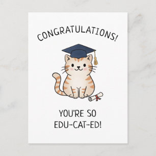 Sött Katt Puns Nyutexaminerad Examen Rolig Hälsnin Vykort