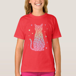 sött katt regnbåge hjärtan pastell gradient mönste t shirt