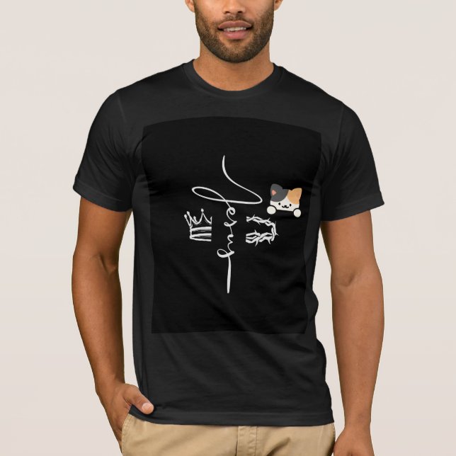 sött katt & religiöst design t-shirt (Framsida)