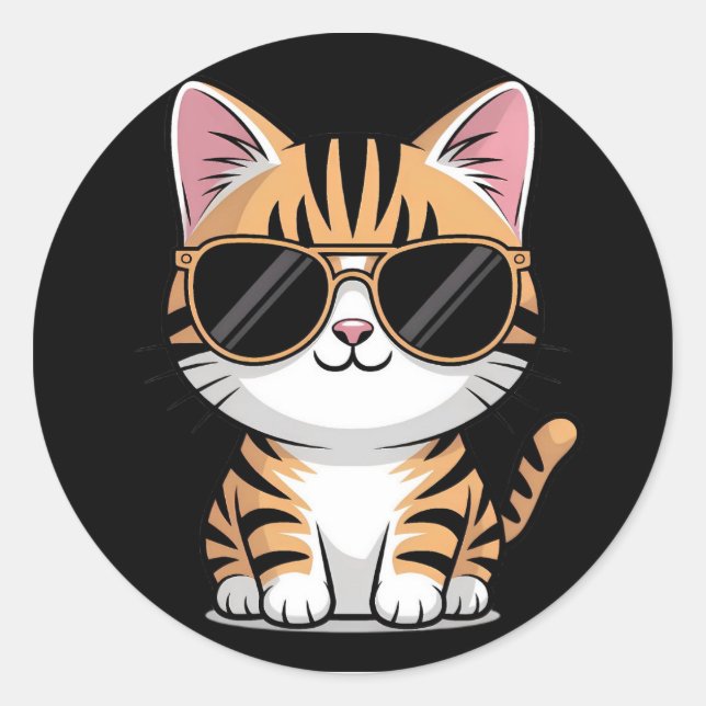 Sött katt runt klistermärke (Framsida)