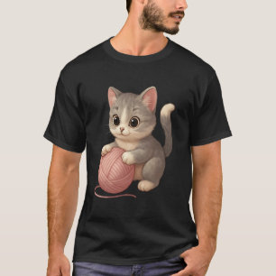 Sött katt som leker med ullboll Bedårande lekfull T Shirt