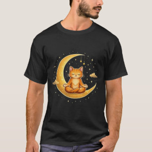sött katt som sitter på månen tecknad t-shirtT-Shi T Shirt