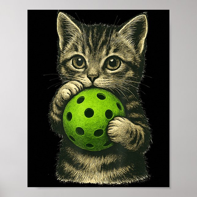 Sött katt som spelar pickleball krammare poster (Framsidan)